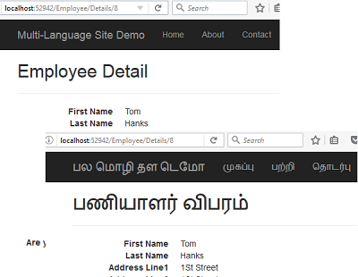 Multiple Language Text In Asp.NET MVC View