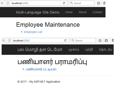 Multiple Language Text In Asp.NET MVC View