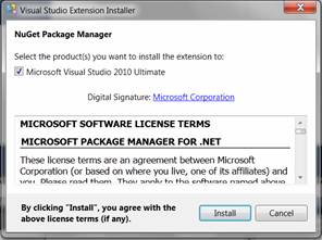 How to install NuGet in Visual studio 2010